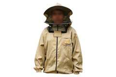 Bluza pszczelarska rozpinana 4BEE z kapeluszem beżowa rozmiar XL
