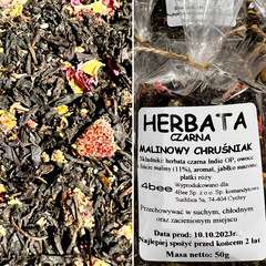Herbata "Malinowy Chruśniak" 50g – Czarna z Maliną i Różą | Ogród w Filiżance